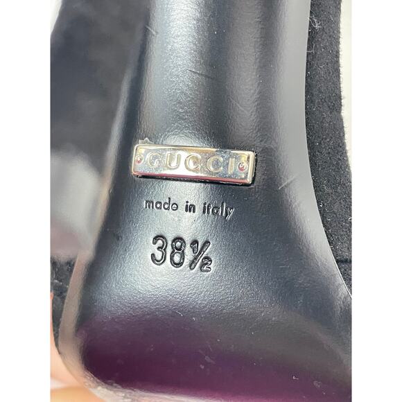 GUCCI Black SILVER PYTHON Black Suede BROGUE MARY JANE 38 1/2 - Picture 5 of 11